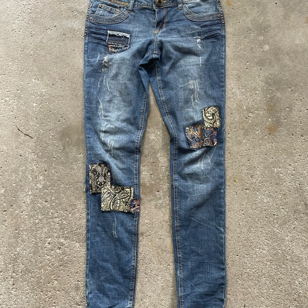 Vintage 80s/90s Zana Di Jeans RARE Y2K Patchwork Distressed Low Rise